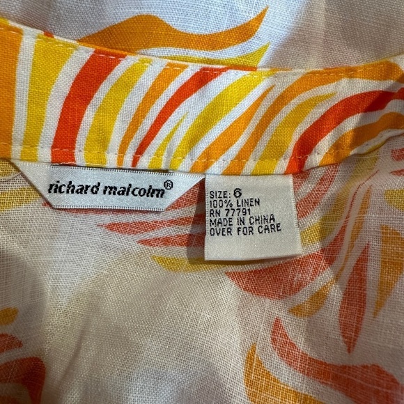 Richard Malcolm Woman's Linen midi length bright leaf print, sz 6, EUC - Picture 4 of 5